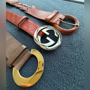3 Italian Leather Belts – Furla & Gucci – Size S/M